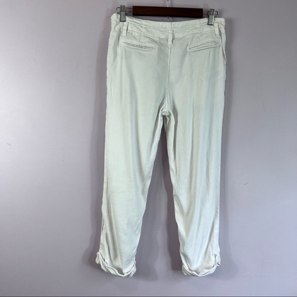 JOIE Jeans Lucilia Porcelain White Linen Blend Cropped Pleated Pants Size 2 - Picture 2 of 13